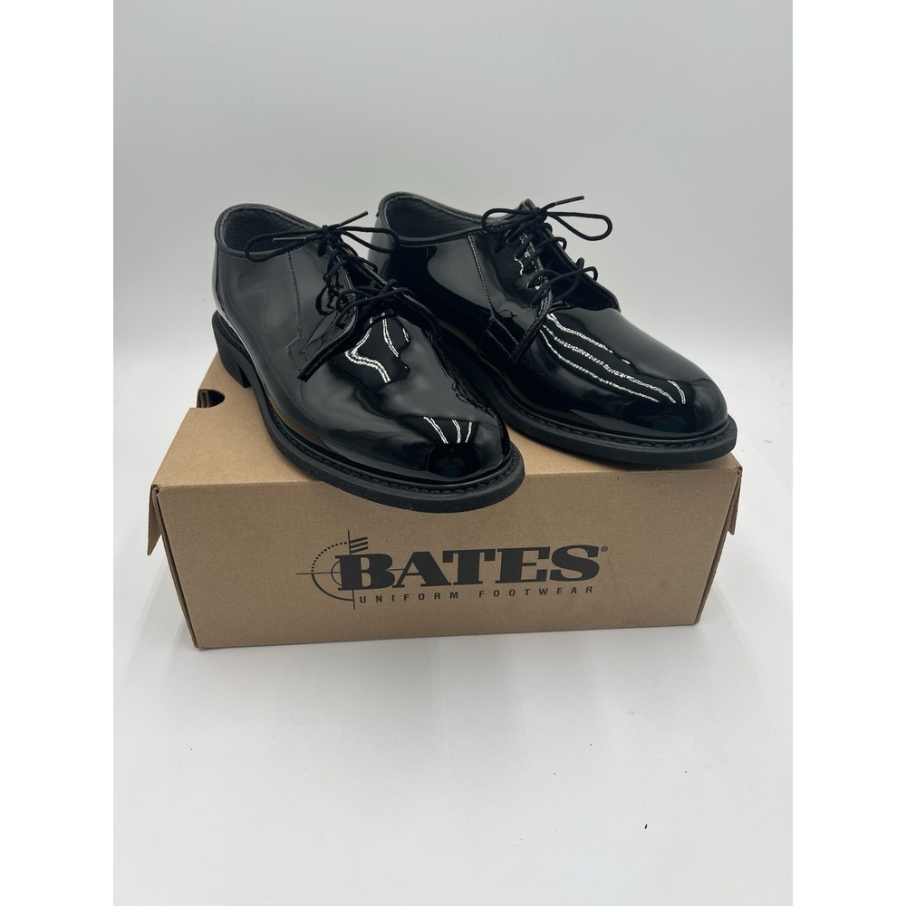 Bates Mens Oxford Dress Uniform Shoes Black Patent Leather Size 10E New